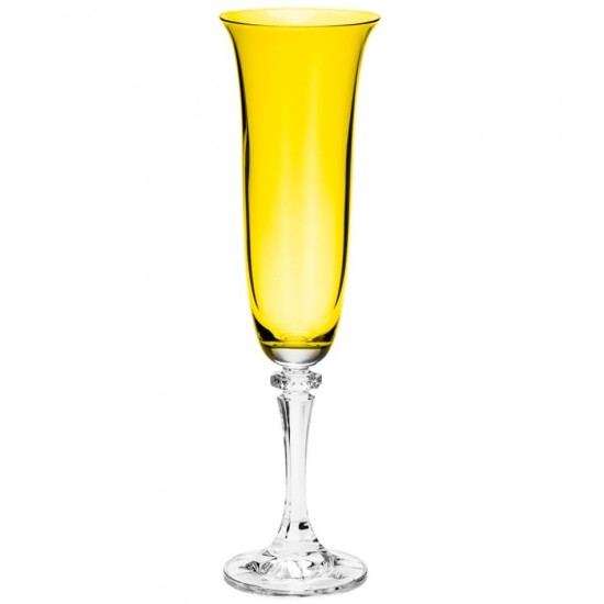 Jogo 6 Taças 175ml Para Champanhe de Cristal Ecológico Kleopatra Branta Topázio